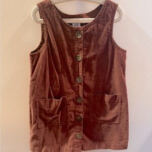 Fall Gap Brown Sleeveless Polka Dot Button-Down Dress